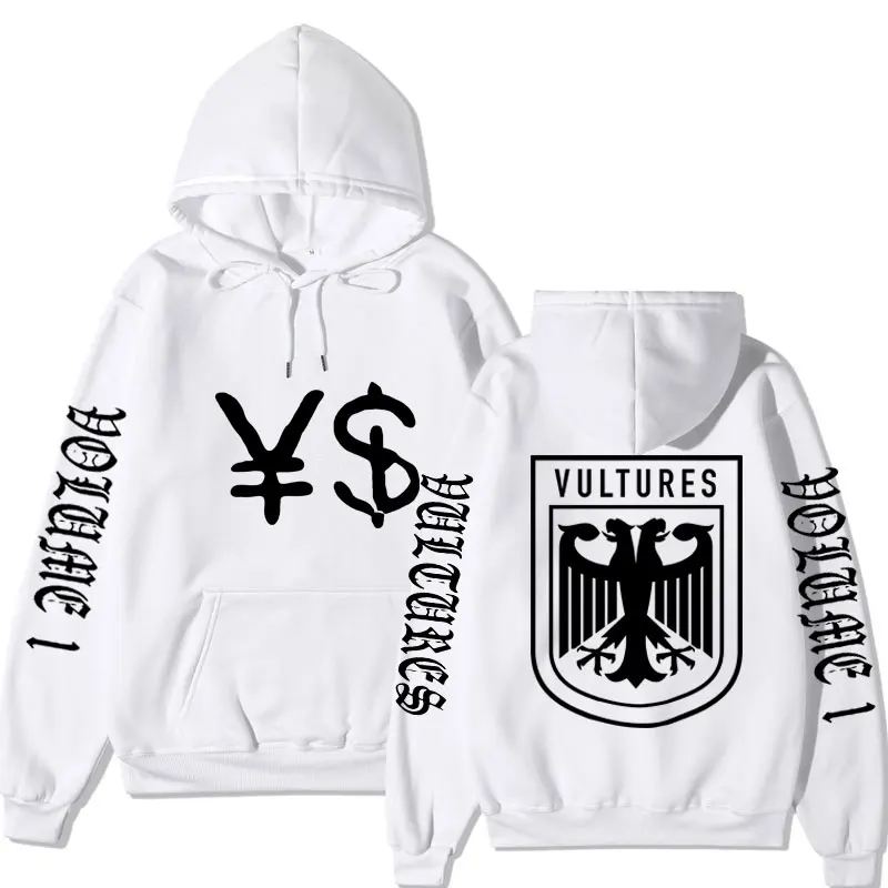 Rapper Kanye West Vultures New Music Album Graphic Print Hoodies Men Women Hip Hop Vintage Sweatshirts Fall Fleece Pullover Men