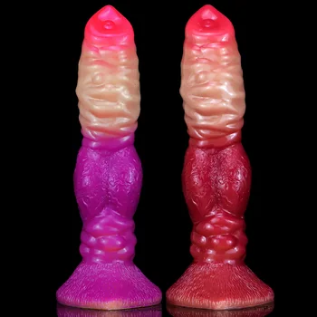 2022 NEW Animal Dog Dildos with Suction Cup Big Dick Wolf Huge Knot Dildo Soft Liquid Silicone Female Anal Plug Intimate Sex Toy 1