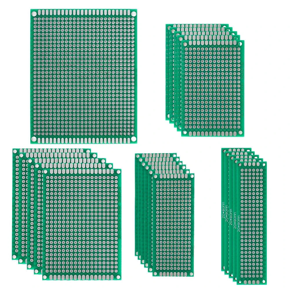 31pcs PCB Circuit Board 2x8 3x7 4x6 5x7 7x9cm Green 2x8 3x7 4x6 5x7 Circuit Board Kit Prototype