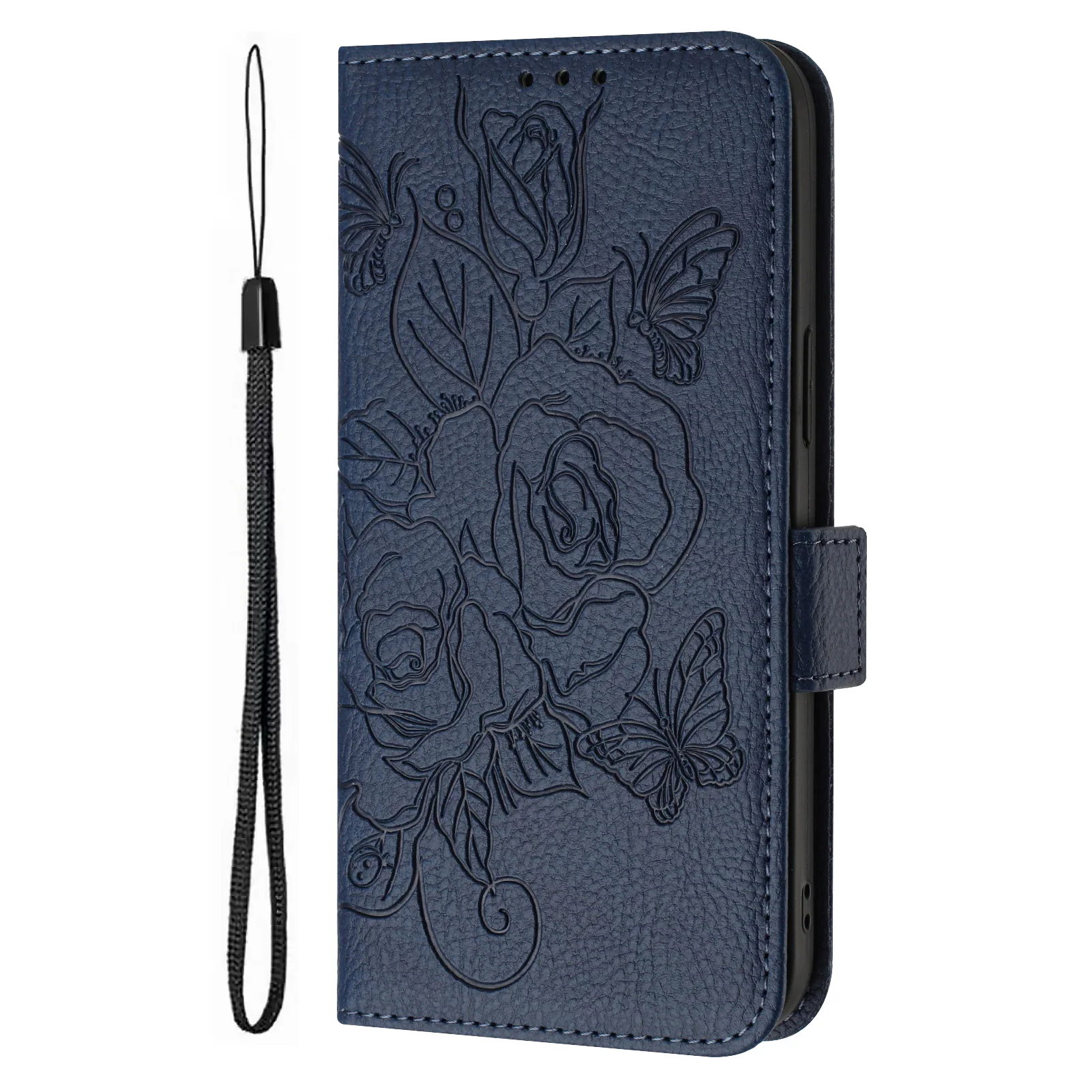 Elegant Leather 3D Flower Wallet Case with Card Holder Flip Cover