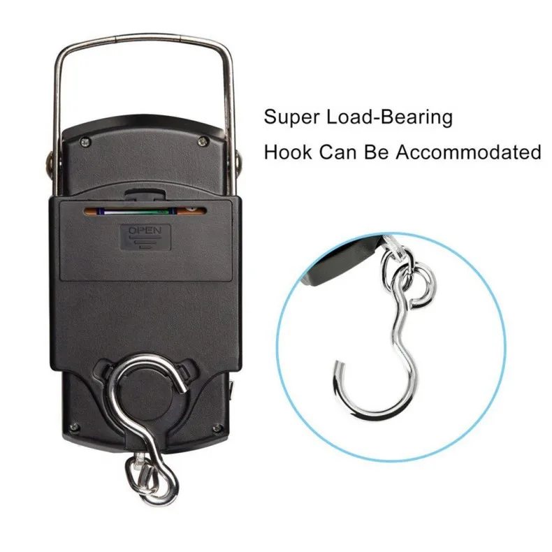 Fishing scales 50kg Pocket Fishing Scale Portable Electronic Scale LCD Display with Measuring Tape Ruler Digital Hanging Hook Fish Tool