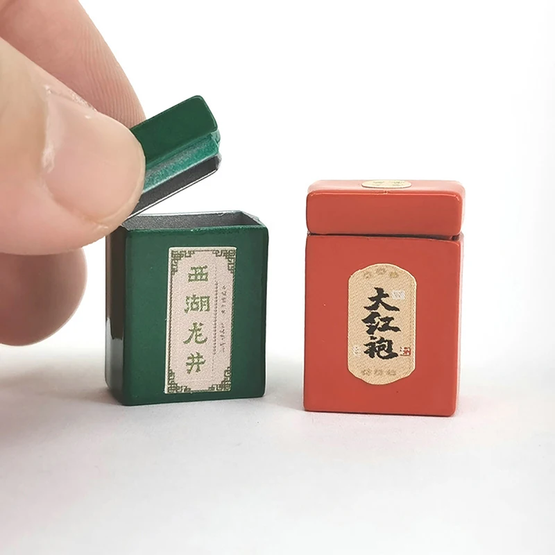 

2pcs 1/12 Dollhouse Simulation Tea Box Dollhouse Miniature Metal Storage Box Dolls House Kitchen Decoration Accessories