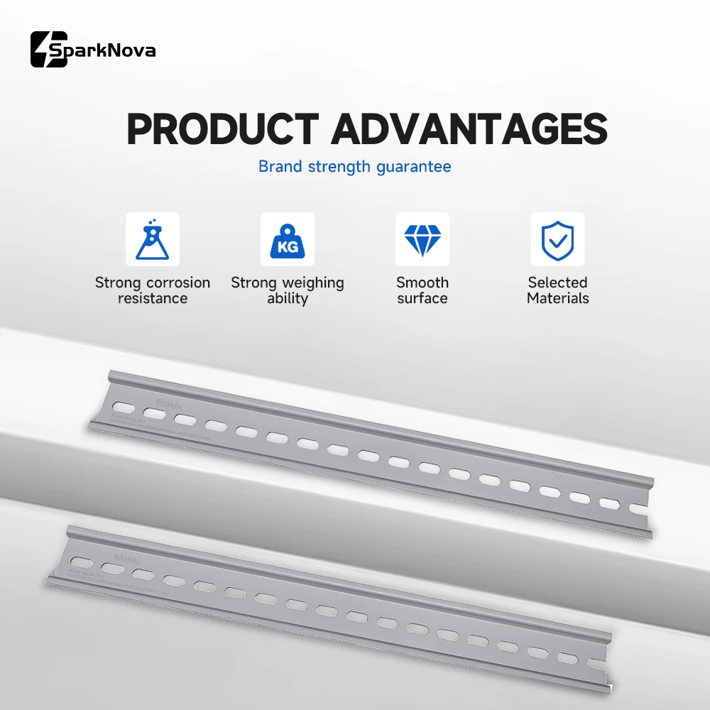 Universal 35mm Aluminum DIN Rail Mounting Rail - Adjustable Lengths, 1.1mm Thickness