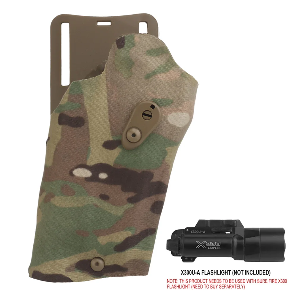 Peminkoo Tactical Pistol Holster Right Hand Airsoft G1ock 17 19 SIG P226 P320 Holsters QLS System Belt For Handgun With X300 Flashlight (Black