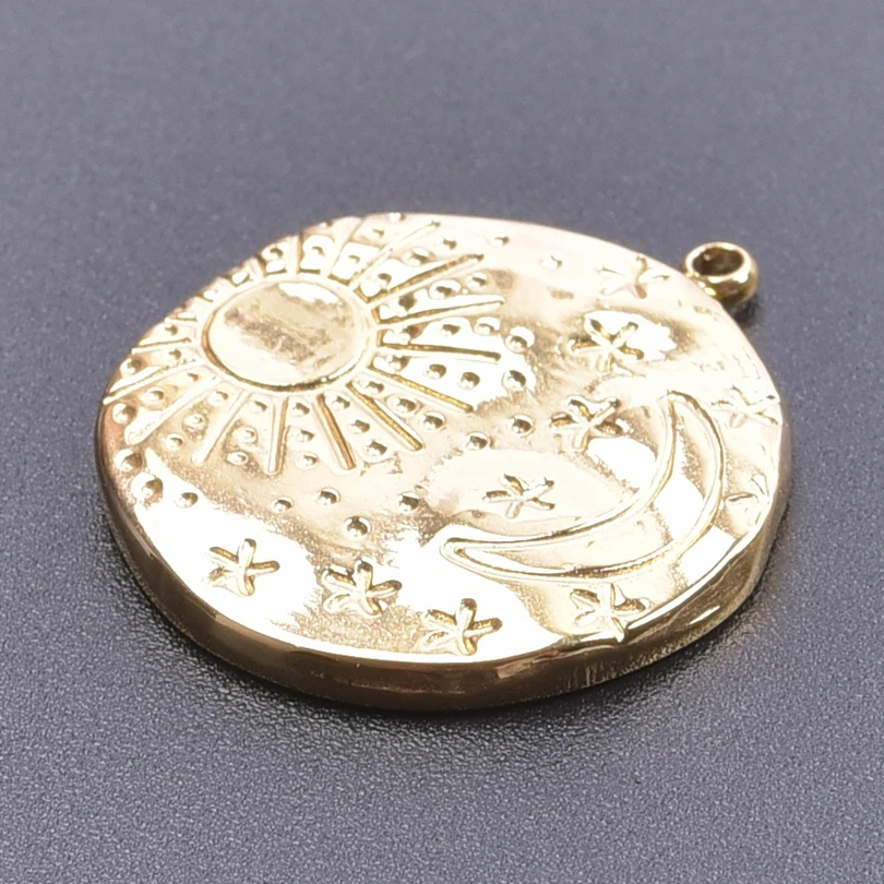 5 Stück/Lot verschiedene Stil Mond Charms für Schmuckherstellung Zubehör 18 Karat echt vergoldet Edelstahl Charm in großen Mengen Frauen Anhänger – Detail 14