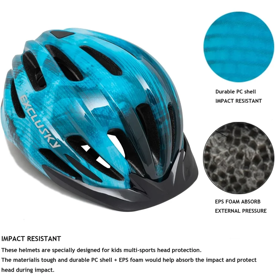 Kids Bike Helmet with Light, Adjustable Skate Scooter Cycling