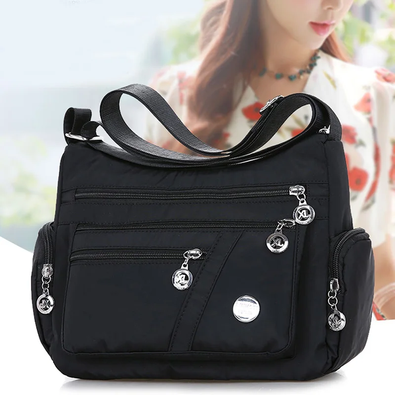 

2023 Fashion Women Shoulder Messenger Bag Nylon Oxford Lightweight Waterproof Zipper Package Large Capacity Travel Crossbody Bag