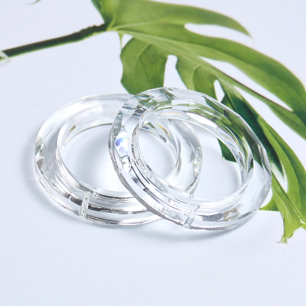 2PC Clear Ring Circle Pendant Crystal Faceted Prism Glass Sun Catcher Chandelier Wedding Hotel Sparkling Ceiling Hanging Decor