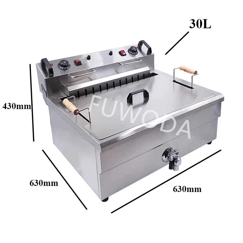 Description Picture 4 of itemElectric 220V Deep Fryer Machine For Chips Chicken Large Capacity 20L 30L Frying Machine with Oil Drain Faucet