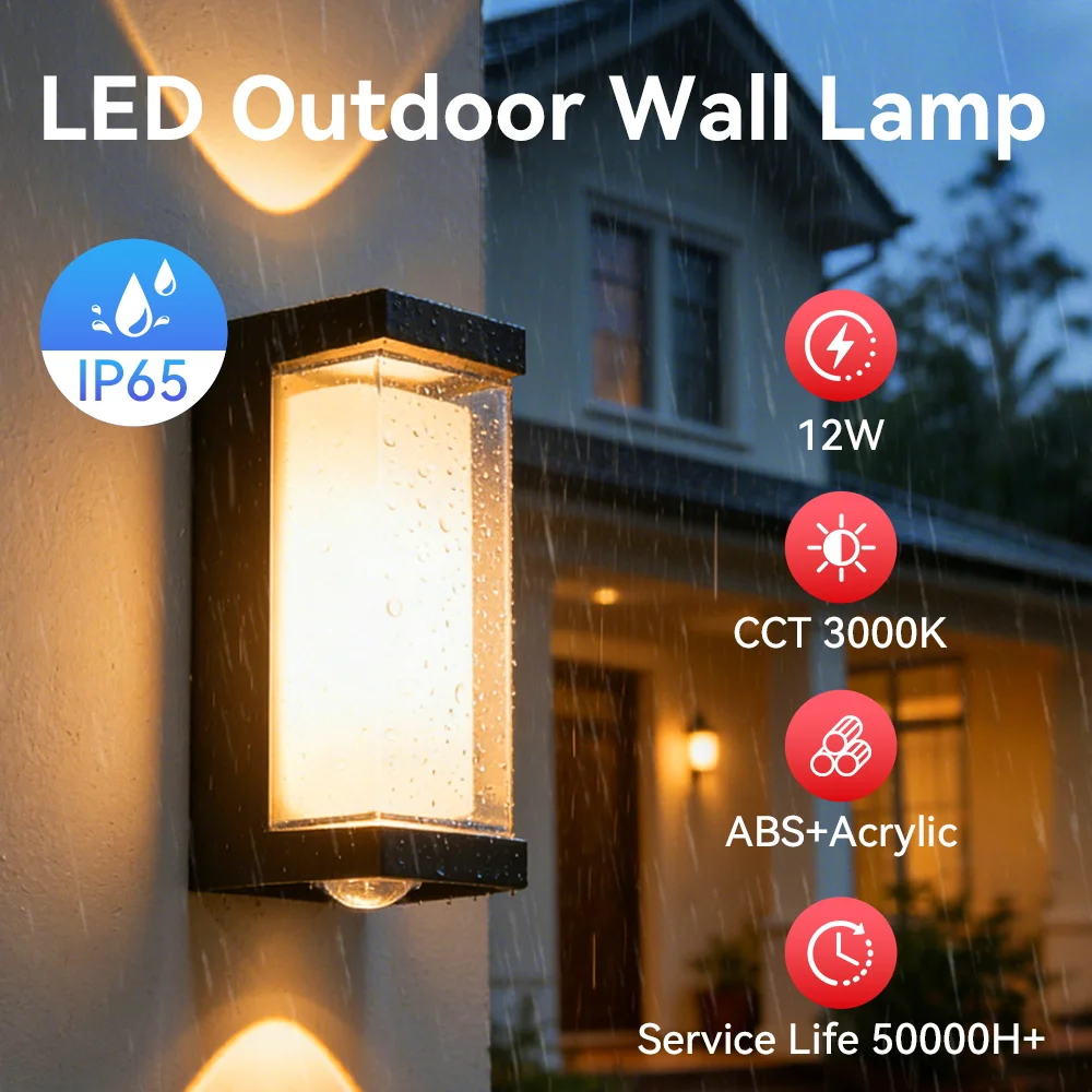 ตัวเลือกสินค้า โคมไฟผนังกลางแจ้ง IP65 กันน้ำ 25W ประหยัดพลังงาน