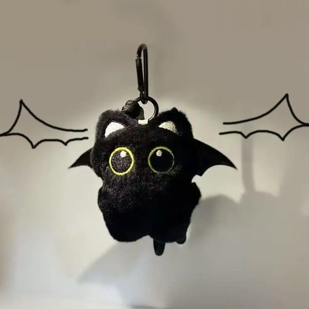 Black Cat Plush Keychain 10cm Soft Adorable Hanging Decor Mini Collectible Toy Christmas Halloween Gift