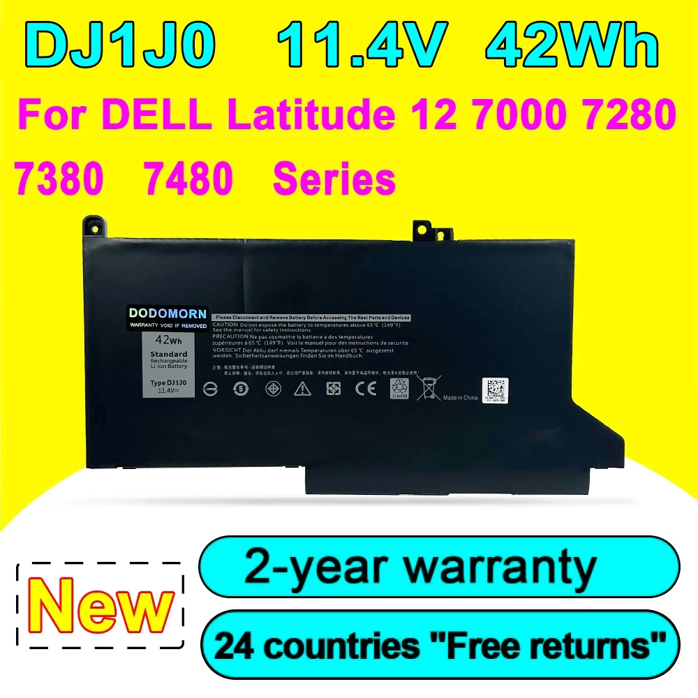 

Новый аккумулятор DJ1J0 для ноутбука DELL Latitude 12, 7000, 7280, 7380, 7480, 11,4 в, 42 Вт/ч, DJ1JO PGFX4, ONFOH, высокое качество, быстрая доставка