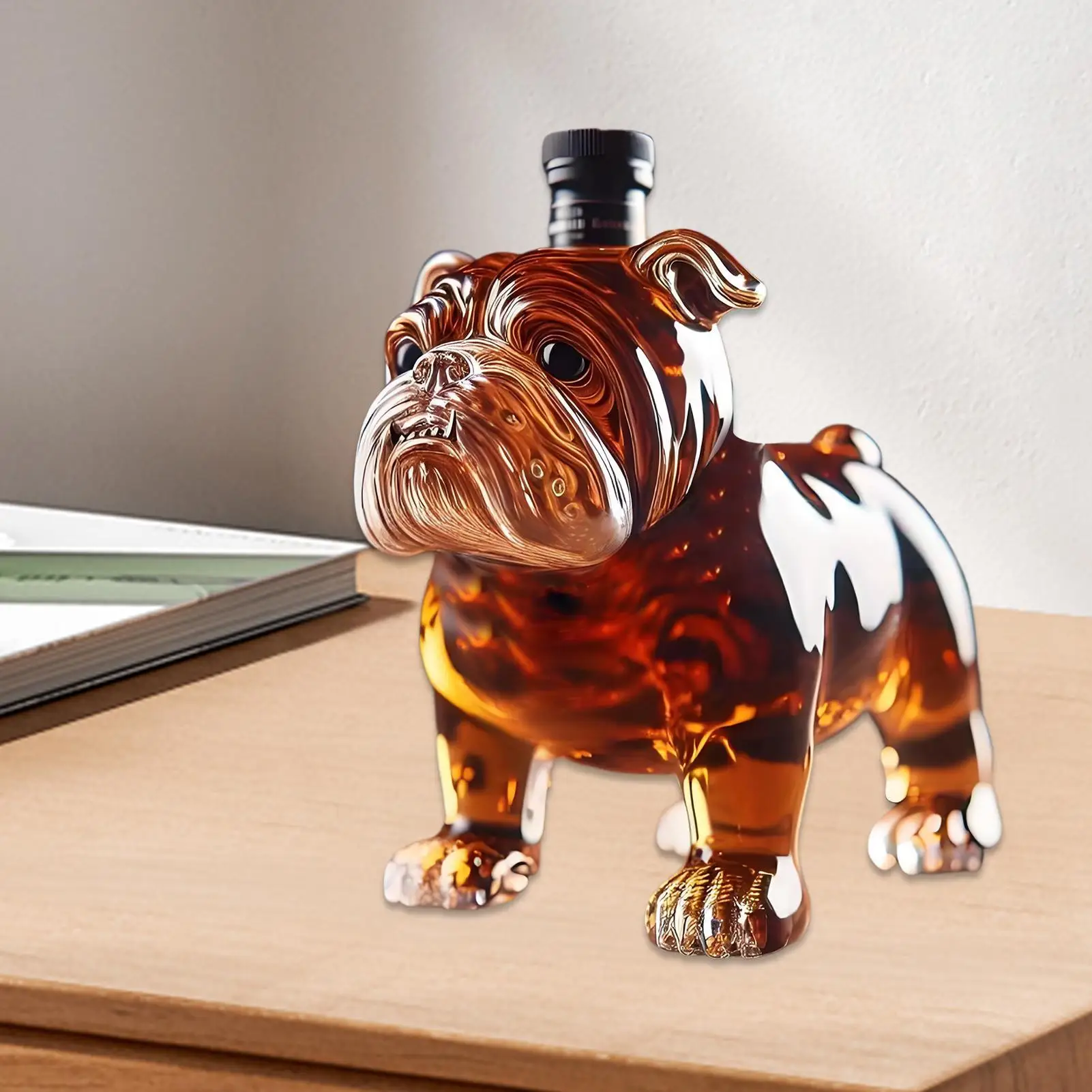 Whiskey Bottle Dog Decanter Funny Glass Collectible Novelty Bulldog Whiskey Bottle for Men Home Tasting Beer Bar Decor Gifts