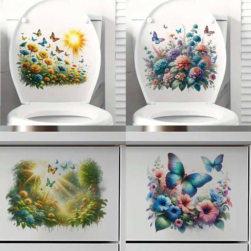 Garden Butterfly Wall Stickers, Toilet Seat Stickers, Bedroom Entrance Living Room Porch Home Decoration Wall Stickers