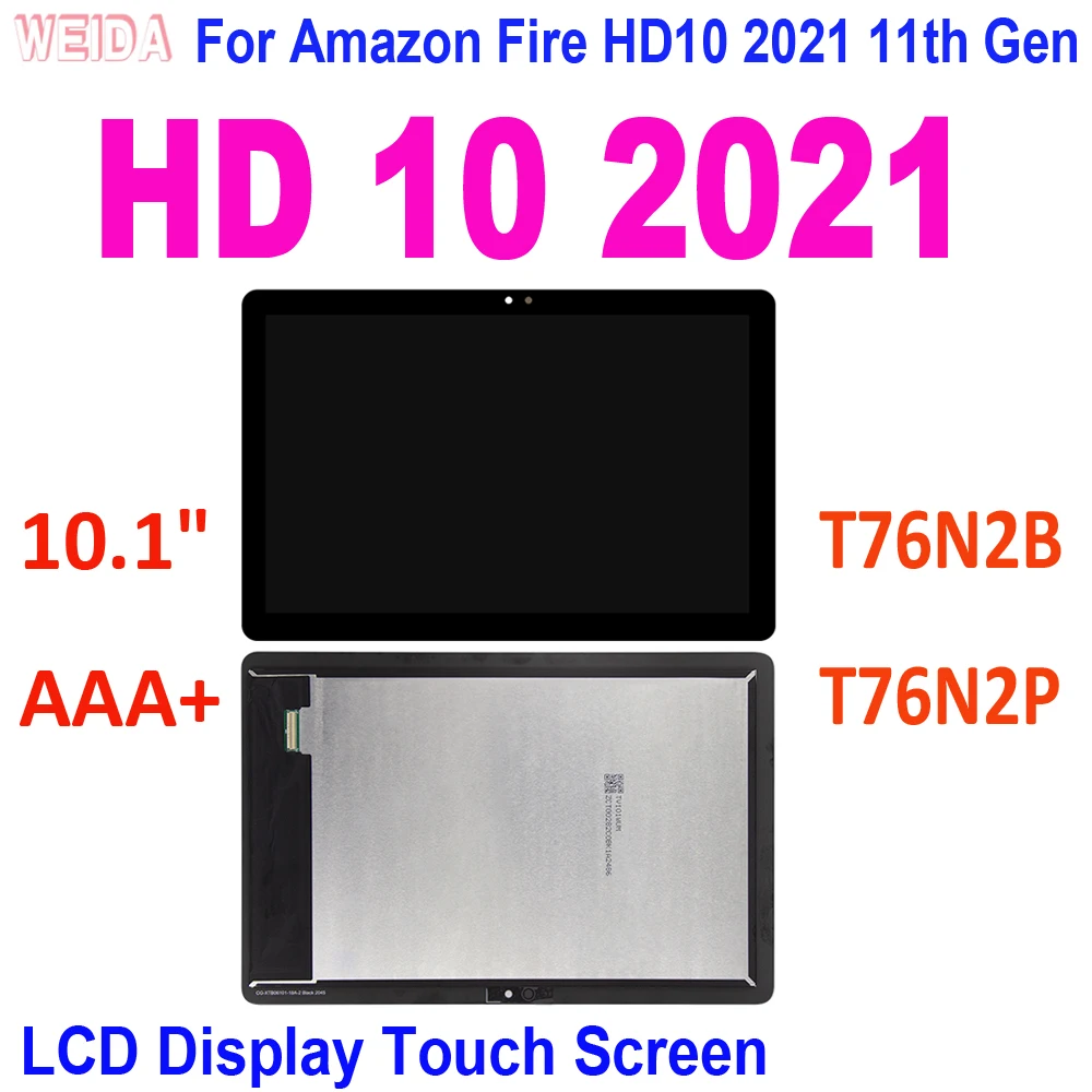 Pantalla LCD de 10,1 pulgadas AAA + para Amazon Kindle Fire, montaje de digitalizador con pantalla táctil, HD 10, 2021, HD10, 11. ª generación, 2021, T76N2B, T76N2P