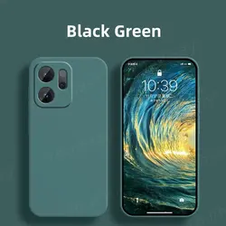 Original Liquid Silicone Soft TPU Phone Bumper Case Cover for Reno 14 FS 5G (Black Green)