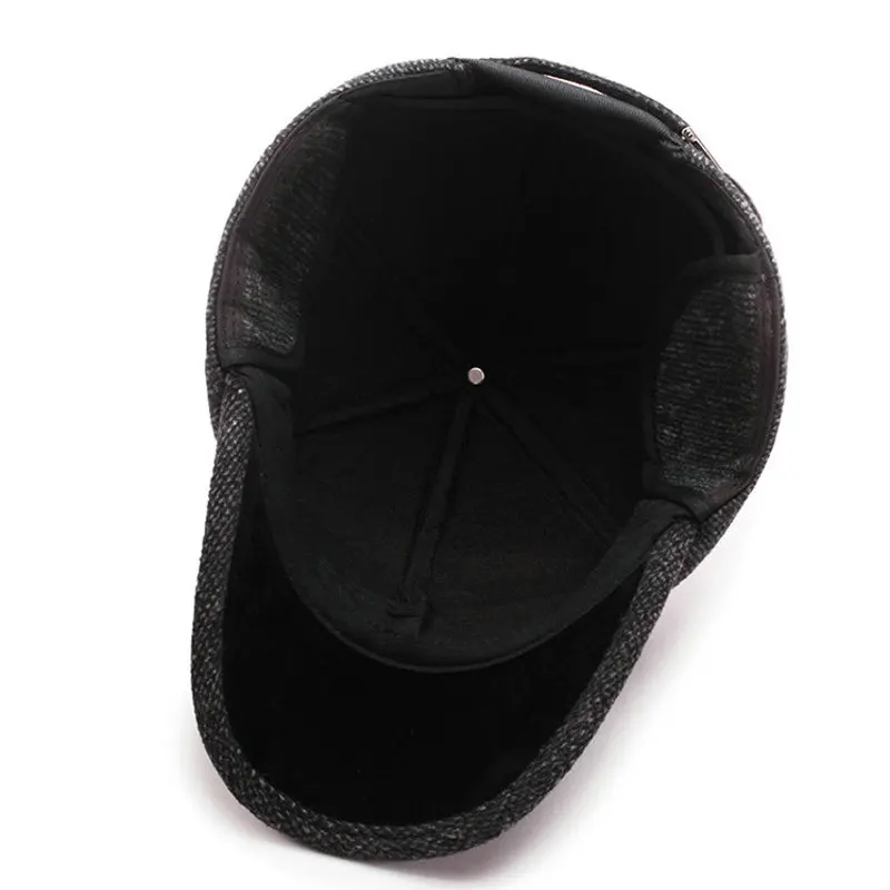Baseball Cap Woolen Knitted Winter Ear Cover Baseball Cap Men Thicken Warm Hats with Earflaps Sport Golf Hats Snapback baseball caps sports sun hats golf caps