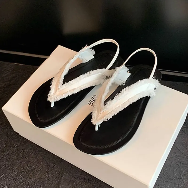 

Босоножки женские кожаные на низком каблуке, мягкие шлепанцы на платформе, ремешки с плоской подошвой, корректирующие модные уличные тапочки, лето 2024