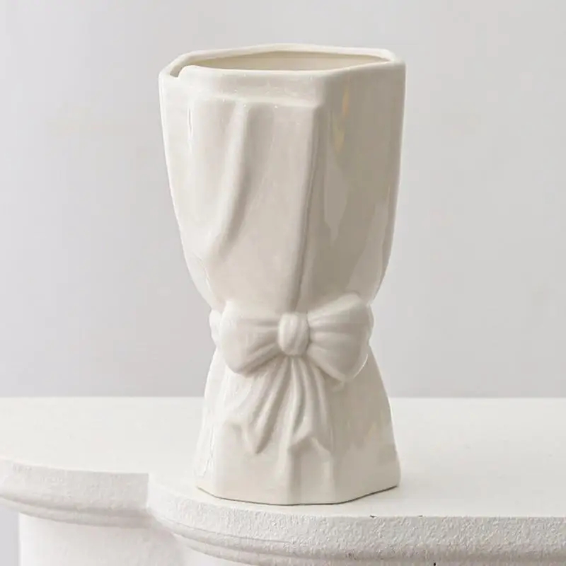 Bowknot Ceramic Vase Ceramic Decorative Branches Vase Creative Desktop Flower Bow Vase Decoration Bouquet Vase For Bookshelf 3