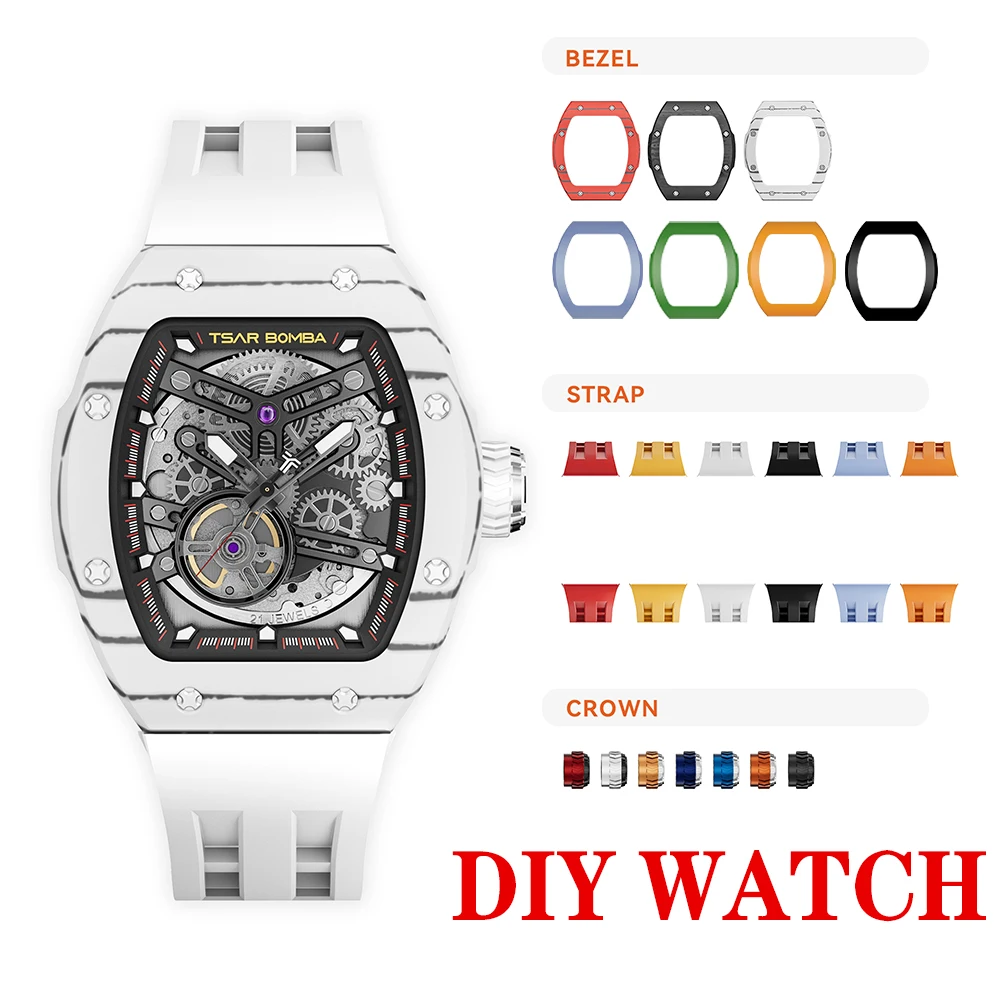 Tsar Bomba Orologio Da Uomo Set Orologio Meccanico Automatico Da Uomo Orologio Da Polso Intercambiabile Impermeabile 100M Tb8218