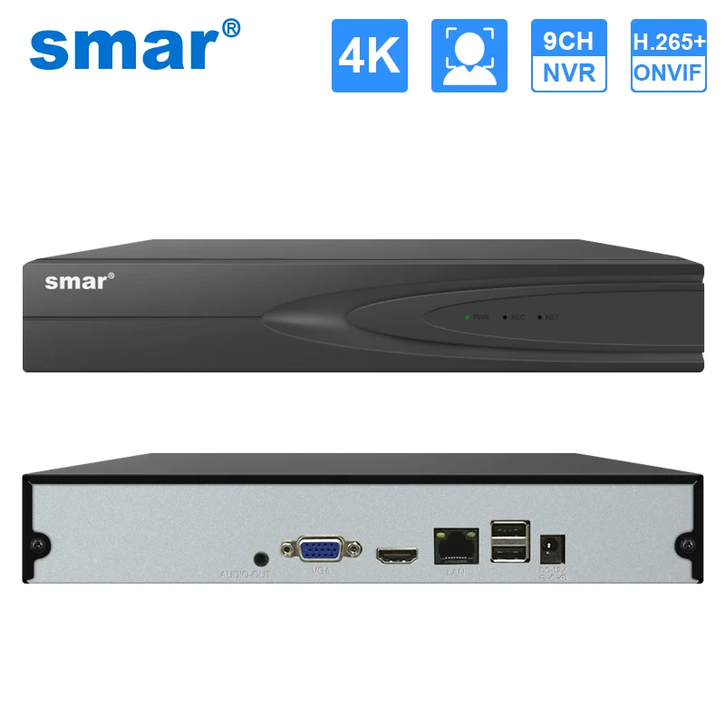 Network Video Recorder Smar 4K Ultra HD 9CH 16CH CCTV NVR H.265 for 8MP IP Camera Metal Network Video Recorder ONVIF for Security System XMEYE Cloud