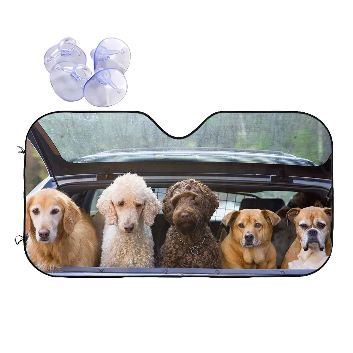 

Dogs Driver Windshield Sunshade Animals Vintage Cover Front Block Window 70x130cm Car Window Windscreen Cover Car-styling
