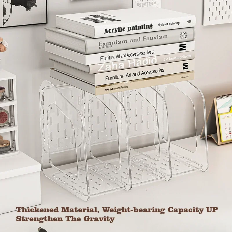 3/4/5-Section Desk File Organizer A4 Acrylic File Sorter for Office Classroom Stackable Desktop Stationery Holder Organization