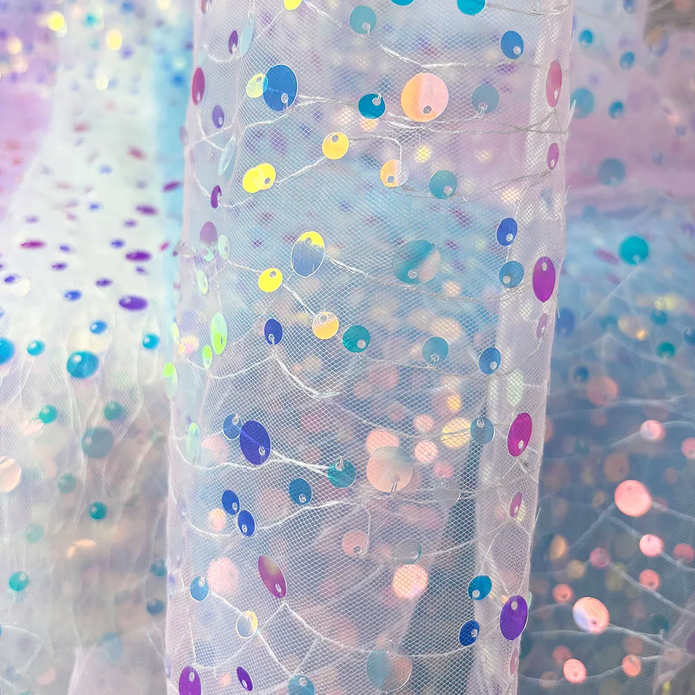 150x45cm Shiny Sequin Mesh Fabric For DIY Wedding Party Decoration Handmade Sewing Costume Princess Dress Doll Clothing Hair Bow