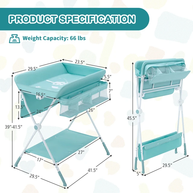 Table à Langer Pliable et Portable Hauteur Réglable pour Bébé avec Sac de  Rangement