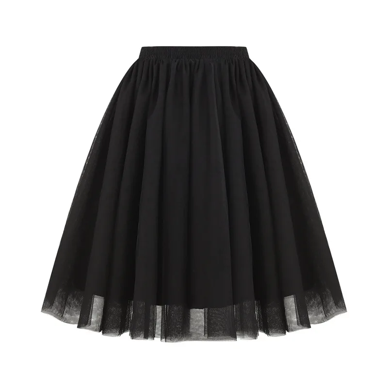 Spring Summer Mini Tulle Skirt Women New High Waist Short Pleated Skirt Solid Color Female Black Green Mesh Casual Skirt Lady 2