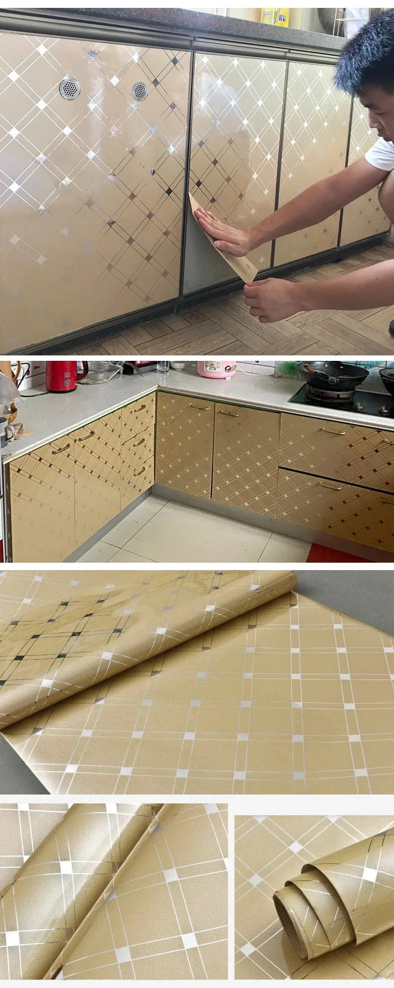 Description Picture 6 of itemWhite DIY PVC Self-Adhesive Wallpaper Old Furniture Decoration Sticker Kitchen Cabinet Moisture-proof Waterproof Wallpape