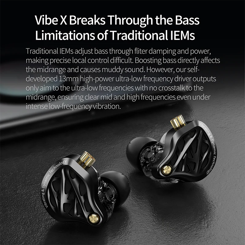 รูปสินค้า หูฟังเสียงเบส HiFi ไดรเวอร์ 13 มม. KZ Vibe X
