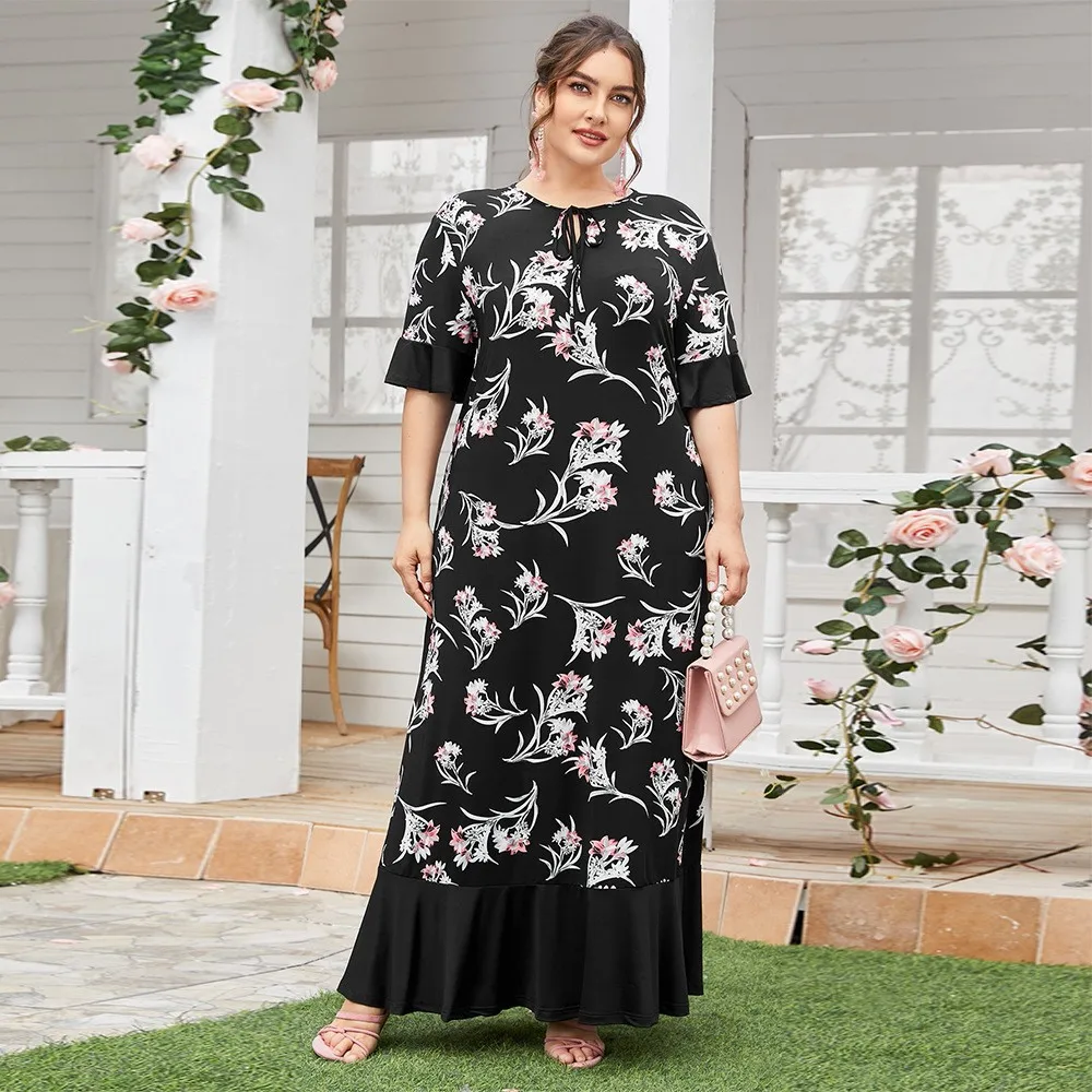 

Patchwork Printed Dress Morocco Abaya Muslim Dress Women India Arabic Dubai Abaya Large Size Turkey Vestidos Kaftan Gown Robes