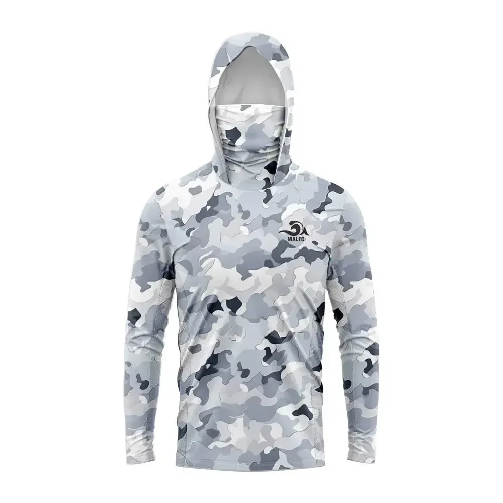 Men Hood Fishing Shirt long sleeve fishing t shirt uv protection Fishing Apparel