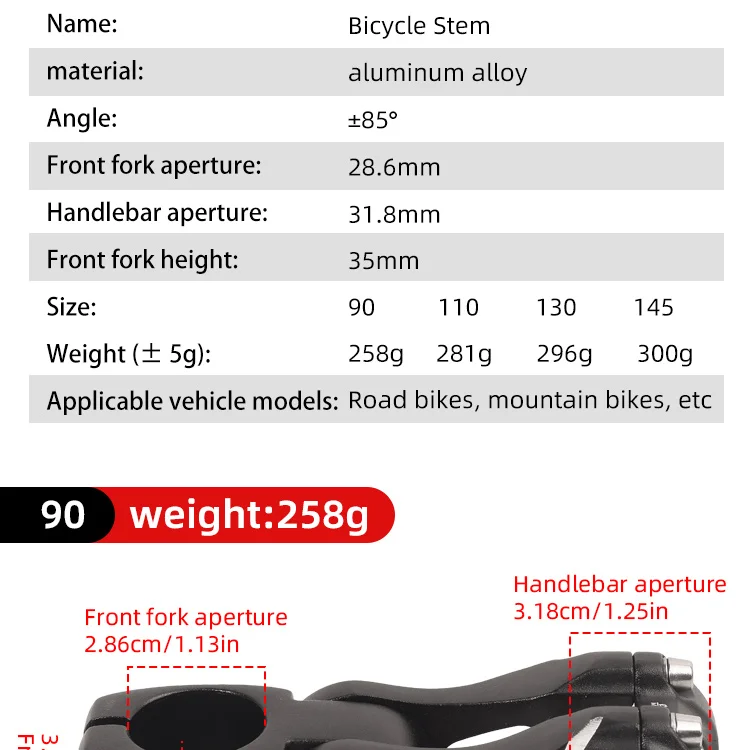 Description Picture 5 of itemVXM Adjustable Bicycle Handlebar Stem Variable 85 Degree Angle MTB Bike Riser Ultralight Aluminum Alloy Front Fork Stem Adapter