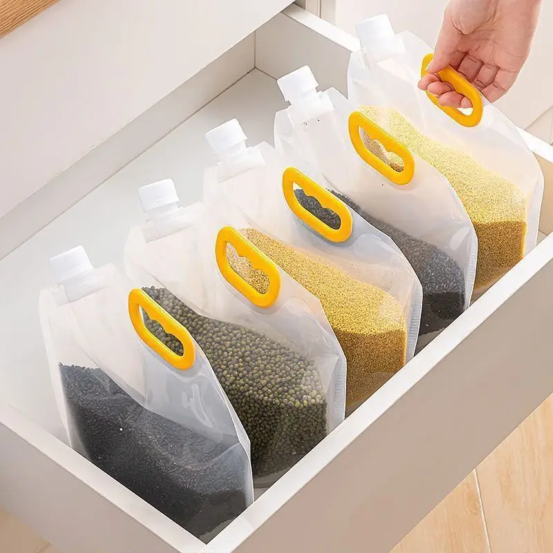 Sealed Storage Bag Cereal Rice Airtight Kitchen Organizer Moisture-Proof  Insect-Proof Transparent Thickened Portable Food Bag