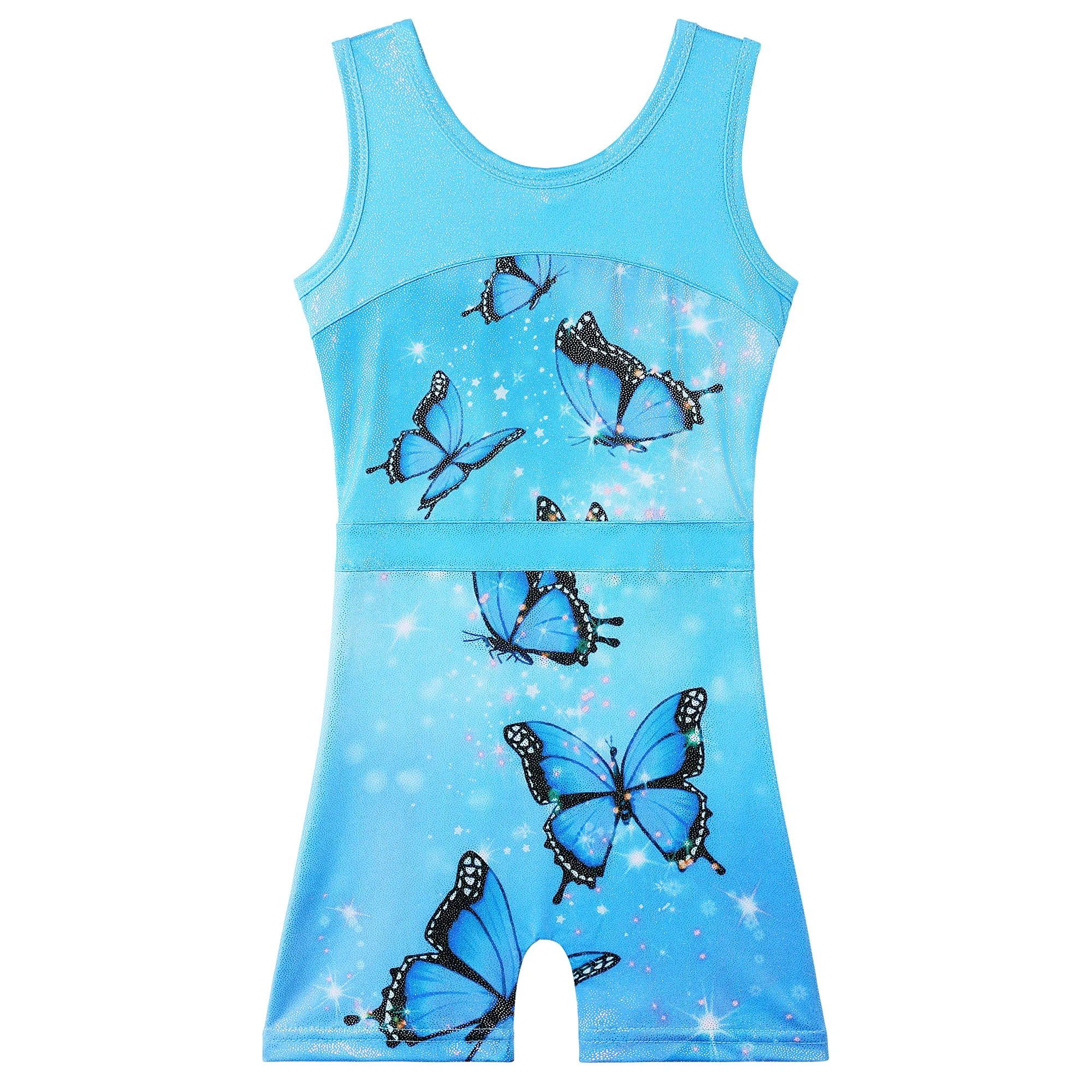 BAOHULU Gymnastics Leotard with Shorts for Girls Kids Sleeveless Practice Outfits Unitard Children Tumbling Biketard