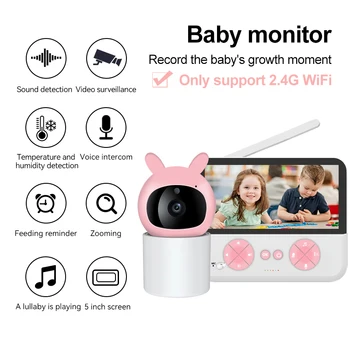 5 "HD baby monitor 3000mah large capacity 720P voice intercom temperature and humidity detection timing breastfeeding reminder 1