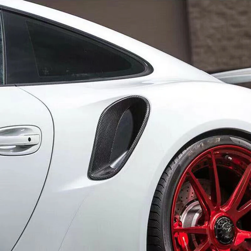 

DE Style сухое углеродное волокно боковое лезвие двери брызговик Крышка вентиляционного отверстия крышка входного отверстия воздуха декоративная отделка для Porsche 911 991 Turbo 2014-2016