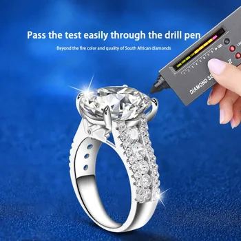 D Colour 10 CT Moissanite Wedding Rings for Women 925 Sterling Silver Plated 18K Gold Bridal Band Luxury Jewelry Pass The Test