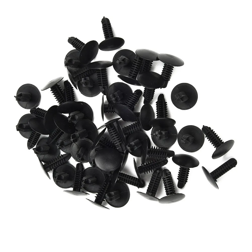 

50Pcs Black Plastic Rivets Clips Auto Fasteners Car Trunk Roof Door Trim Panel Retainer Vehicle Universal