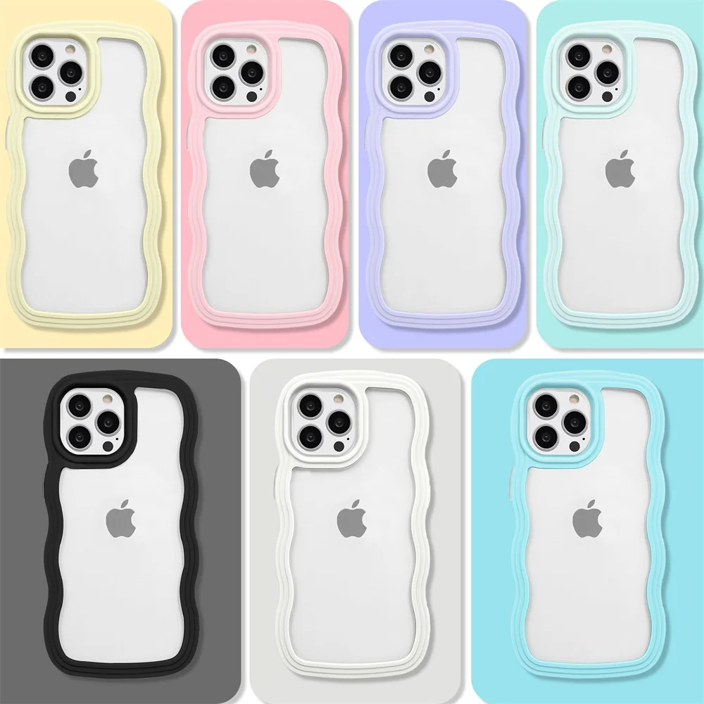 Soft Curly Wavy Shockproof Clear Phone Case Cover