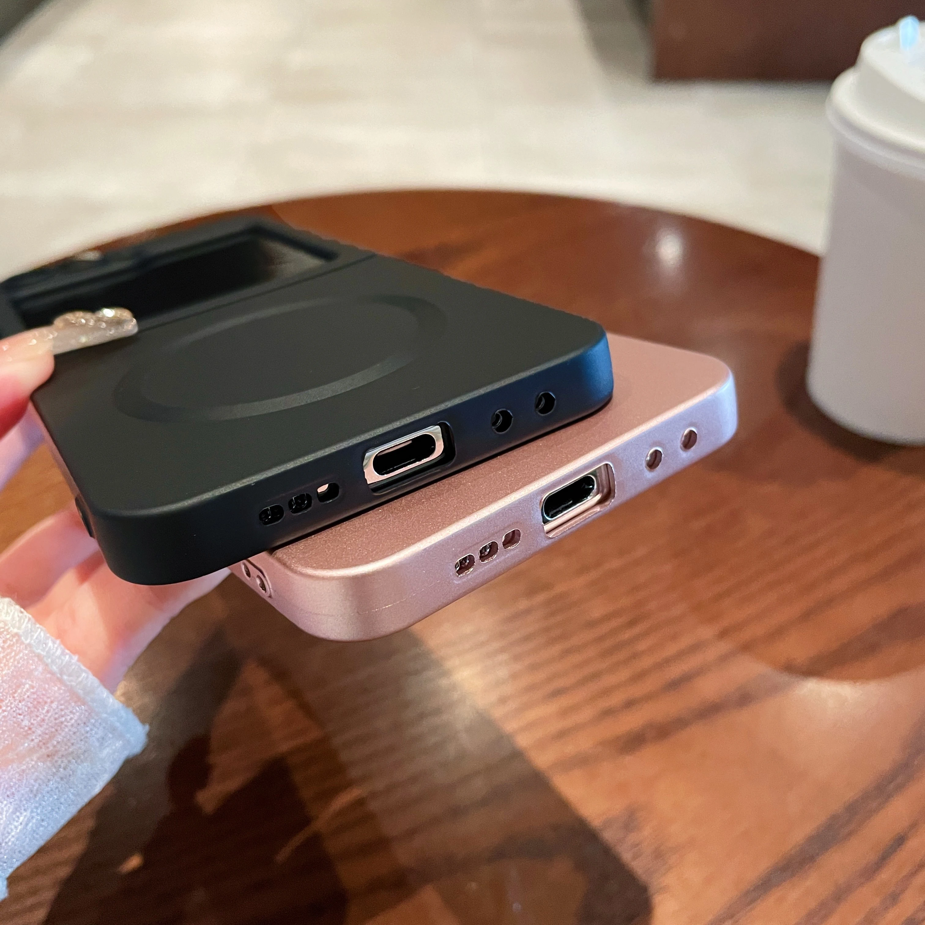 Matte Glass Lens Shockproof Magnetic Case with Magsafe Wireless Charging and Metallic Paint Finish