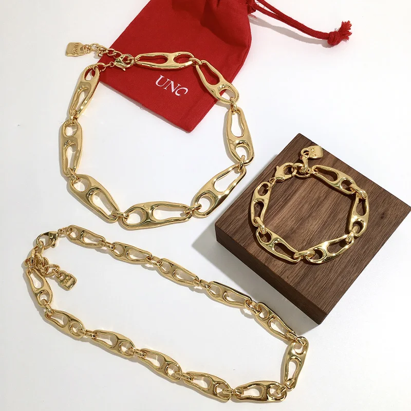 2022 hot selling UNODE fashion high-quality handmade gold and silver bracelet necklace factory wholesale gift ladies free shippi