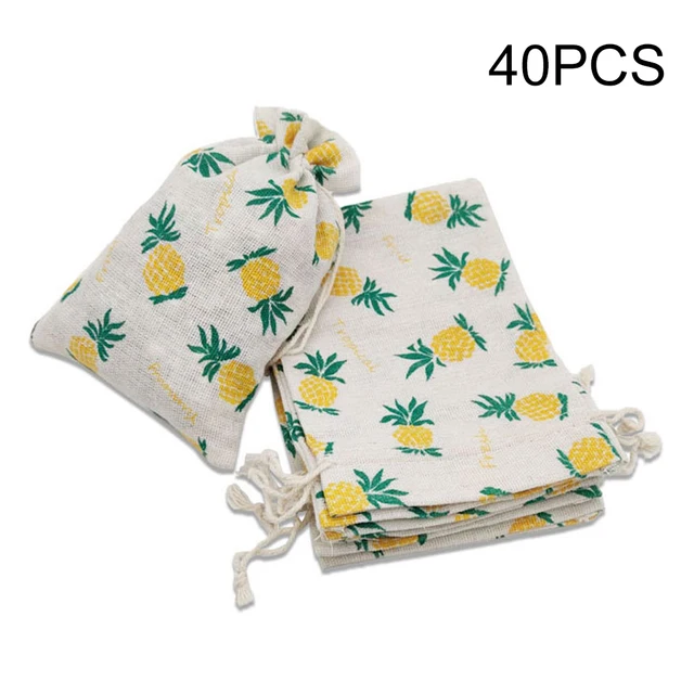 40 db Hawaii Mosható Party Kedvezményes Otthoni Ananászmintás Esküvői Vászon Ajándékcsomagolás Nyári Könnyű Húzózsák Hordozható - Image 3