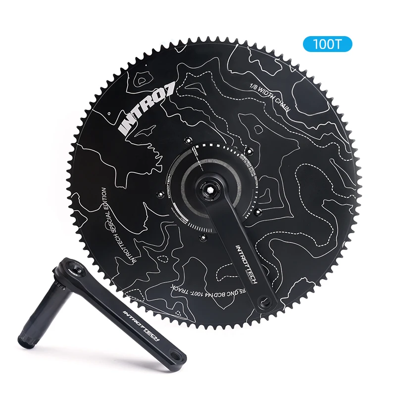 INTRO7 cycling クランク INTRO7 Fixed Gear Bike Crankset 70T 100T 170mm 144BCD Single