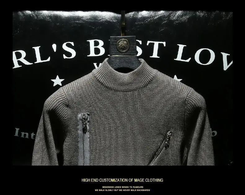 Men Sweater Autumn Winter New Arrival Zipper Solid Color Long Sleeve Fashion Trend Casual Versatile High Neck Knitted Top