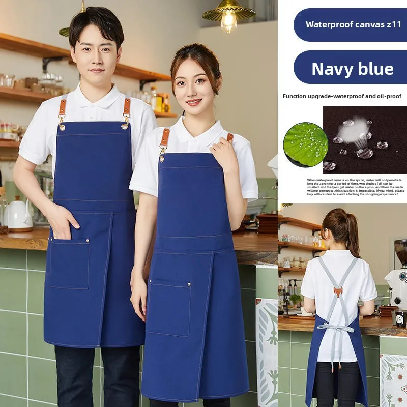 맞춤형 로고가 있는 방수 앞치마 (케이터링 업계, 바리스타, 제빵사, 도자기 공방 직원용)