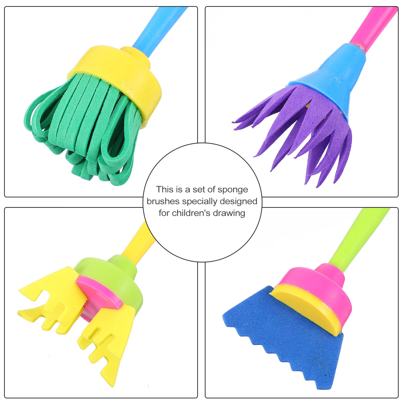 4 Pcs Painting Sponge Brush Children's Crafts Graffiti Tool Kids Brushes for Plastic