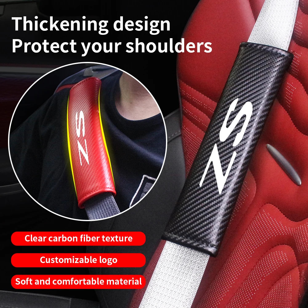 Carbon Fiber Car Seat Belt Cover Shoulder Pad Protector Cover Safety Belt Padding Pad Cushion For MG ZS Auto Accessories